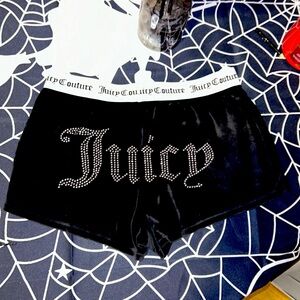 Juicy Couture black sleep shorts, logo waistband &Juicy in rhinestones back NWT